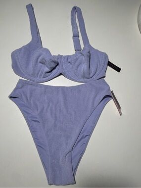 Victoria's Secret Terry Cloth Bikini Set Lavender Top 36D High waist Bottom M
